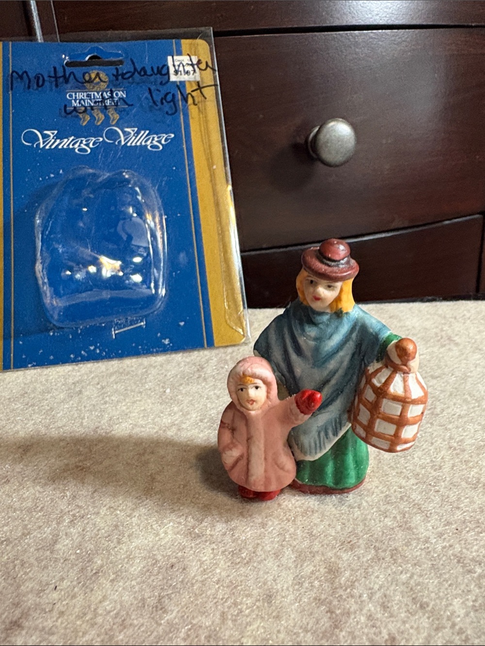 Mother & Child Holiday Figurine - Blue, Pink, Green